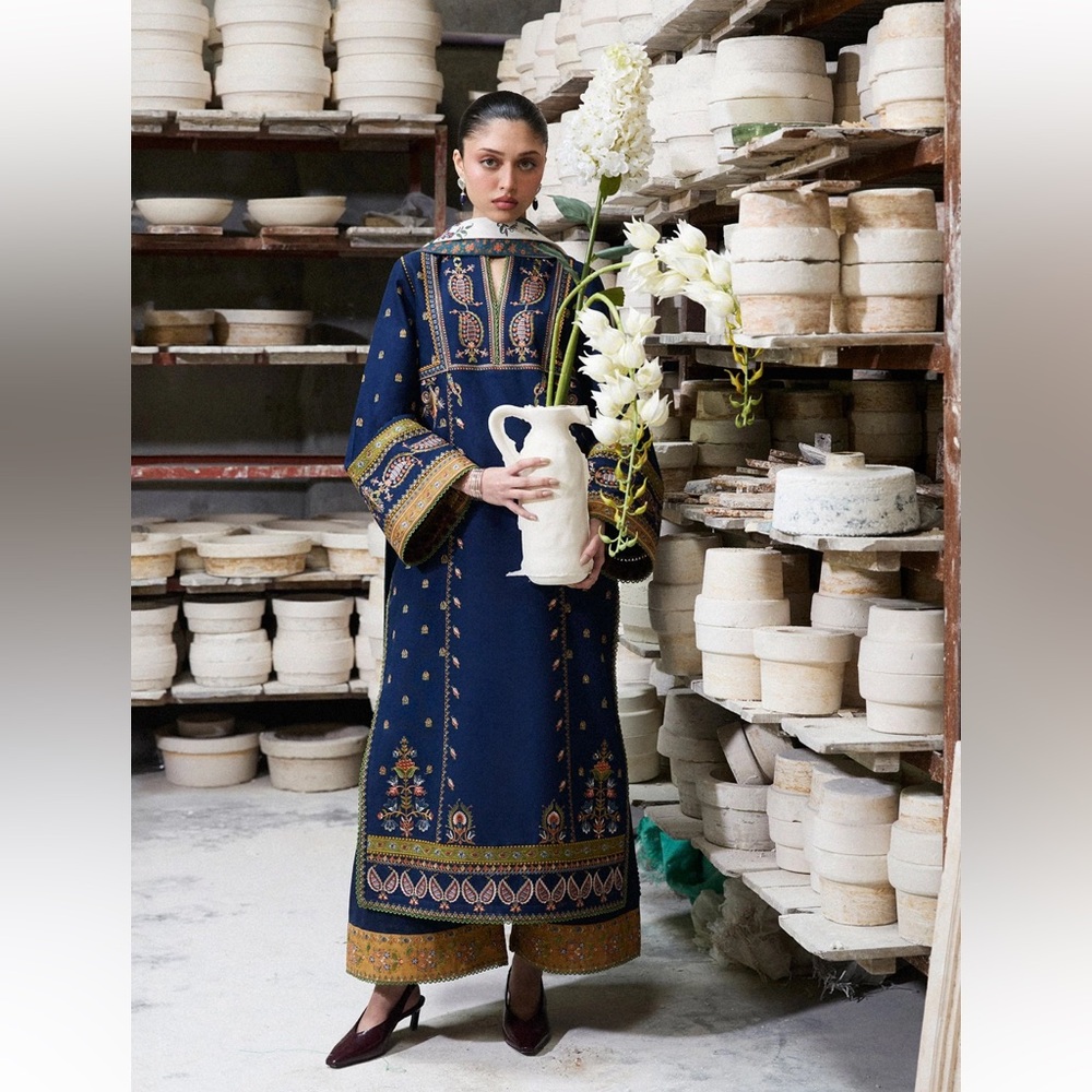 Pakistani Navy Blue Embroidered Dress